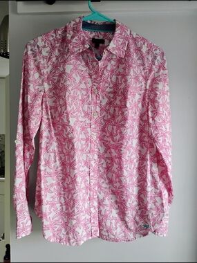 Talbots Pink Starfish Print Button-Down Shirt